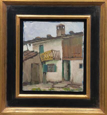 Köhler-Röber, Minna (1883 Reichenbach-1957 Friesen) "Hausansicht", Öl/ Mp., unsign., WVZ-Nr. 223, 26x22 cm, Rahmen (Einen großen Einfluss für ihren künstlerischen Werdegang hatte die Ausbildung in Dresden bei d… - фото 1
