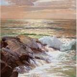 Monogrammist "AS" um 1900 "Brandung im Abendlicht", Öl/SH, monogrammiert u.l., 68x48 cm, Rahmen - photo 1