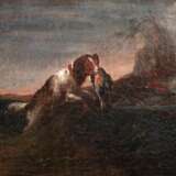 Altmeister "Jagdhund mit Ente", Öl/ Holz, doubliert, craqueliert, unsign., 27,5x35,5 cm, Rahmen - Foto 1
