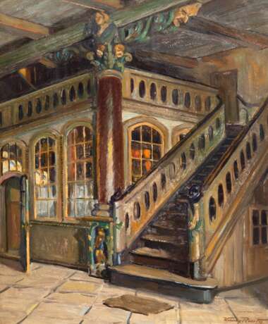 Reuter, Werner (1902-1962) "Schabbelhaus in Lübeck", Öl/ Hartfaser, sign. u.r., 61x47,5 cm, Rahmen (Er war 1920-22 Schüler an der Malschule von W. Lütgendorff-Leinburg in Lübeck und studierte anschließend bis 1… - фото 1