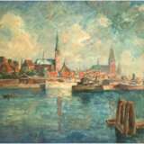 Schodde, Wilhelm (1883 Hamburg-Altona-1951 Lübeck) "Hafen von Lübeck", Öl/SH,, sign. u.r., 62x76,5 cm, Rahmen - photo 1