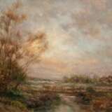 Kallwein, Hans Günther (geb. 1950 in München, lebt in Norddeutschland) "Flußlandschaft mit Brücke", Öl/Holzplatte, sign. u.l., 17,5x23,5 cm, Rahmen - photo 1