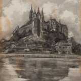 Keller, E. "Albrechtsburg zu Meißen an der Elbe", Zeichnung, sign. u.l. und bez. u.r., Blatt fleckig, 43x31,5 cm, hinter Glas und Rahmen - photo 1