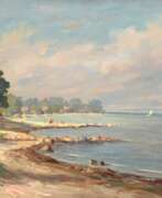 Aquarelle. Möller-Schlünz, Fritz (1900 Schwaan-1990 Lübeck) &quot;Ostsee bei Haffkrug&quot;, Öl/ Lw., sign. u.l., rückseitig auf Keilrahmen bez., 56x70 cm, Rahmen (Malunterricht bei Carl Malchin und Hermann Koenemann, Studium an de…