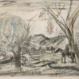 Goltzsche, Dieter (1934 Dresden-lebt in Berlin) "Reiter in Landschaft", Litho./ aquarelliert, handsign. u.r., mittig unten bez., 1-6 aquarell, 34,5x45 cm, im Passepartout hinter Glas und Rahmen - Foto 1