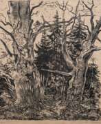 Buch- und Zeitschriftengrafiken. Schultze-Jasmer, Theodor (1888 Oschatz-1975 Prerow) &quot;Waldlandschaft&quot;, Holzschnitt, sign. u.r. 44x36,5 cm, im Passepartout hinter Glas und Rahmen