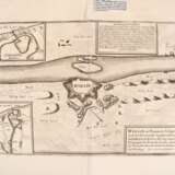 Karte "Wollin in Pommern belägert und mit stürmender handt erobert... Anno 1659", Kupferstich aus Merian Theatrum Europaeum Bd. 8, mit 2 Karten links, Blatt am oberen Rand eingerissen und Knickspuren, 25x24 cm,… - photo 1