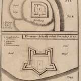 "Schwiner Schantz erobert 1. sept.1659-Divenauer Schatz erobert den 30. Aug. 1659", 2 Pläne auf einem Blatt, Kupferstich aus Merian, Theatrum Europaeum Bd. 8, Rand u.l. Ecke rep., Blatt faltig, 26x18,5 cm, unge… - фото 1