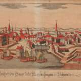 Eder, Joseph (1760-1835) "Ansicht Kopenhagen der Hauptstadt Dänemarks-fälschlicher Weise als Hauptstadt Schwedens bez.", altkolorierter Kupferstich, bez. ol. "LXXI", 17,5x24,5 cm, im Passepartout - photo 1