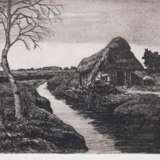 Müller, Martin Paul (1872 Landsberg-1936 Bremen) "Moorhütte", Radierung, sign. u.r., bez. u.l., 15,5x24 cm, hinter Glas und Rahmen - Foto 1