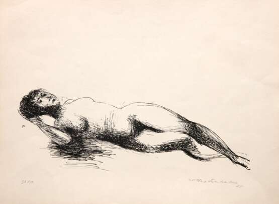 Frankenstein, Wolfgang (1918 Berlin-2010 ebenda) "Liegender Akt", Litho., 30/50, sign. u.r. und dat. ´65, 37,5x50 cm, ungerahmt - Foto 1