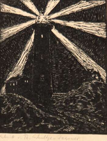 Schultze-Jasmer, Theodor (1888 Oschatz-1975 Prerow/Darß) "Leuchtturm", Linolschnitt, sign. u.r., 14x11 cm, ungerahmt (Studium an der Leipziger Kunstakademie, Sommeraufenthalte im Ostseebad Zingst, Studienaufent… - фото 1