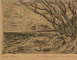 Schultze-Jasmer, Theodor (1888 Oschatz-1975 Prerow/Darß) &quot;Am Weststrand&quot;, Original Radierung, sign. u.r., 7x9,5 cm, ungerahmt (Studium an der Leipziger Kunstakademie, Sommeraufenthalte im Ostseebad Zingst, Stud…