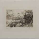 Seidel-Seitz, Josef (1908 München-1988 ebenda) "Landschaft", Grafik, sign. u.r., 66/100, 18x17,5 cm, hinter Glas und Rahmen - Foto 1