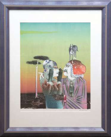 Wunderlich, Paul (1927 Eberswalde-2010 Saint-Pierre-de-Vassols, Kanton Mormoiron, Provence) "Guten Morgen", Farblithografie, 64x50 cm, im Passepartout hinter Glas, Rahmen - photo 1