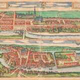Karte "Husum und Hadersleben", altkolorierter Kupferstich, 1585, min. Farbverluste, 37,5x47,5 cm, im Passepartout hinter Glas und Rahmen - photo 1