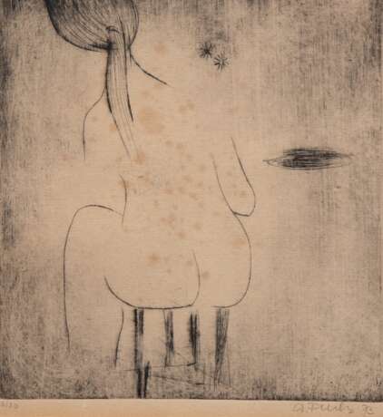 Fuchs, Alfred (1877 Bornich-1954 Sankt Goarshausen) "Weiblicher Rückenakt", Grafik, 3/ 30, fleckig, sign. u.r. und dat. ´73, 25x23 cm, im Passepartout hinter Glas und Rahmen - photo 1 Fuchs, Alfred (1877 Bornich-1954 Sankt Goarshausen) "Weiblicher Rückenakt", Grafik, 3/ 30, fleckig, sign. u.r. und dat. ´73, 25x23 cm, im Passepartout hinter Glas und Rahmen - photo 1