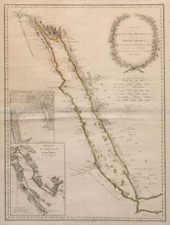"Karte mit Ansicht des Arabischen Meerbusens oder des Rothen Meeres", Stich, nach D'Anville, Niebuhr, und Irwin, entworfen von I. Wussin, herausgegeben von Herrn F. A. Schraembel, Blatt mit Knickspuren, 71x50 c… - фото 1