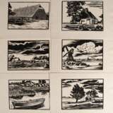 Karberg, Bruno (1896 Hamburg-1967 ebenda) Mappe mit mit 6 Schleswig-Holstein Motiven, geschnitten zum Weihnachtsfest 1938, jeweils handsigniert, Gebrauchspuren, je 16,5x24 cm - photo 1
