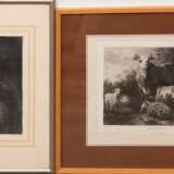 Unger, William (1837-1932) 2 Radierungen "Porträt Saskia van Uylenburgh", 17,5x14 cm und "Thierstück", Blatt am Rand stockfleckig, 19x24,5 cm, jeweils im Passepartout hinter Glas und Rahmen - photo 1