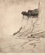 Книжная и журнальная графика. Paulsen, Ingwer (1883 Ellerbeck bei Kiel-1943 Halebüll bei Husum) &quot;Kreidefelsen auf Rügen&quot;, Radierung, handsign. u.r., 31,5x28 cm, hinter Glas (besch.) und Rahmen