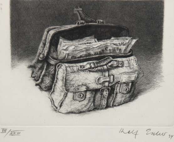 Escher, Rolf (1936 Hagen) "Alterndes Paar", Radierung, VII/ XXIII, sign. u.r. und dat. ´94, 18,5x23 cm, hinter Glas und Rahmen - photo 1