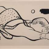 Fuchs, Alfred (1877 Bornich-1954 Sankt Goarshausen) "Schlafendes Kleinkind", Grafik, 66/ 90, sign. und dat. ´83, 26x42,5 cm, im Passepartout und Rahmen - photo 1