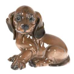 Figur &quot;Dackelwelpe&quot;, Rosenthal, polychrom bemalt, H. 9 cm, L. 10,5 cm