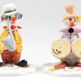 4 Figuren "Meneghetti- Musikclown", Capodimonte, Italy, polychrom bemalt, dabei Clown mit Bass, mit Geige, mit Saxophon und mit Orchesterbecken, H. 8,7 cm - 9,3 cm - Foto 1