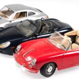 3 Porsche-Modellautos, dabei 356 B, Carrera 911 und Boxter, 1:18, Metall und Kunststoff - Foto 1