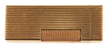 Dunhill-Feuerzeug, vergoldet, Rillendekor, made in Switzerland, U.S.patented, 6,5x2,2x1,2 cm