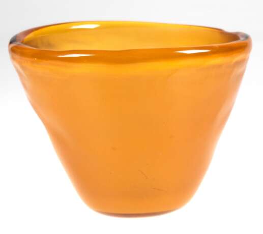 Murano-Schale, 1980er Jahre, bernsteinfarbenes Glas, H. 15 cm, Dm. 20 cm - Foto 1