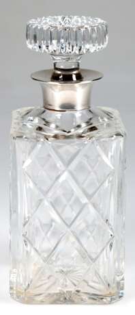 Whisky-Karaffe, Kristallglas mit Silber-Montur, J.B. Chattaly & Sons, Birmingham 1973, eingeschliffener Stopfen, 24,5x10x10 cm - photo 1