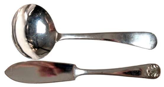 Buttermesser und Sahnekelle, versilbert, England, L. 12,2 cm und 11,8 cm - photo 1