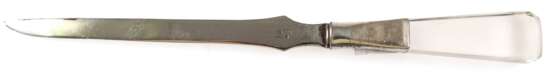 Brieföffner, 835er Silber-Schneide mit Kristallgriff, Gebrauchspuren, L. 26 cm - photo 1