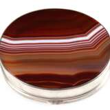 Deckeldose, oval, 925er Silber, Boden und Scharnierdeckel mit eingelegter Achat-Platte, 2x6x5 cm - photo 1