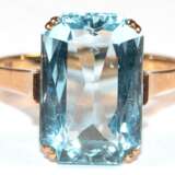 Aquamarin-Ring, 585er GG, facettiert geschliffener Aquamarin in Zargenfassung, ca. 1,5x1,0 cm, Ges.-Gew. 4,06 g, RG 59 - photo 1