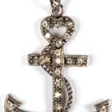 Anhänger "Anker mit Herz", Silber (geprüft) besetzt mit Zirkonia (1 Stein fehlt), L. 4 cm - Foto 1