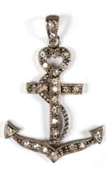 Anhänger &quot;Anker mit Herz&quot;, Silber (geprüft) besetzt mit Zirkonia (1 Stein fehlt), L. 4 cm
