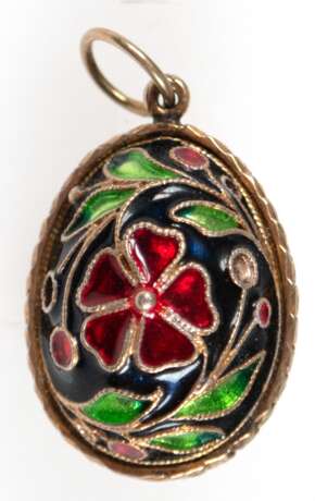 Ei-Anhänger, polychrom floral emailliert, L. 2,3 cm - photo 1