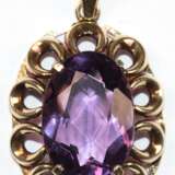 Anhänger, 585er GG, ca. 3,9 cm, oval facettierter Amethyst, ca. 1,6 x 1,1 cm, ca. um 1940/ 50, Größe mit Öse und Fassung ca. 3,3 x 1,9 cm - Foto 1