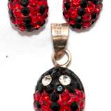Schmuck-Set, bestehend aus Ohrstecker und Anhänger "Marienkäfer", 925er Silber, mit kleinen Glaskristallen besetzt - photo 1