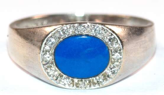 Ring, 585er WG, ca. 4,0 g, Lapislazuli und Brillanten, RG 51, Innendurchmesser 16,2 mm - Foto 1