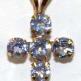 Kleines Kreuz, 416er GG/ 10 kt., Tansanite, ca. 0,53 ct., Maße ca. 1,6 x 0,8 cm - photo 1