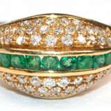 Smaragd-Brillant-Ring, 750er GG, ausgefaßt mit 54 Brillanten von zus. ca. 0,50 ct. und 10 Smaragden, Ges.-Gew. 5,05 g, RG 54 - photo 1