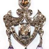 Anhänger, 585er WG, 4,8 g, Diamanten ca. 1,0 ct., facettierte Amethysttropfen, Maße ca. 4,9 x x 2,1 cm - photo 1