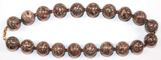 Kette mit großen Perlen aus Leoparden-Jaspis, Durchmesser ca. 2 cm, Länge ca. 49 cm - Foto 1