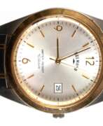 Montres. Herren-Armbanduhr &quot;Belmond&quot;, Water resist 10 bar, perlmuttfarbenes Zifferblatt mit arabischen Zahlen und Stabindizes, zentraler Sekunde und Datumsangabe, Dm. 3,5 cm, Funktion nicht geprüft, Edelstahlgehäuse und…