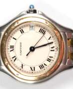 Watches. Damen-Armbanduhr &quot;Catier&quot; Panthere Cougar, Quarz, 750er GG/Stahl, Ref. 187906, helles Zifferblatt mit römischen Zahlen, zentraler Sekunde und Datumsangabe, Dm. 2,5 cm, funktionstüchtig, Gliederarmband mit Falts…