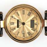 Herren-Armbanduhr Windgassen, Radio Controlled, funkgesteuert, goldfarbenes guillochiertes Zifferblatt mit römischen Zahlen, Dm. 3,8 cm, Funktion nicht geprüft, schwarzes Lederarmband - photo 1